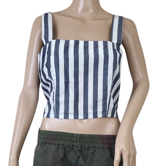 Kensie Jeans Navy Stripe Crop Tank - Picture 1 of 4